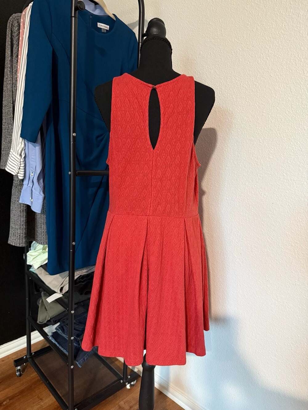 Jessica Simpson Orange Textured Fit and Flare Dress Size L - Picture 2 of 7